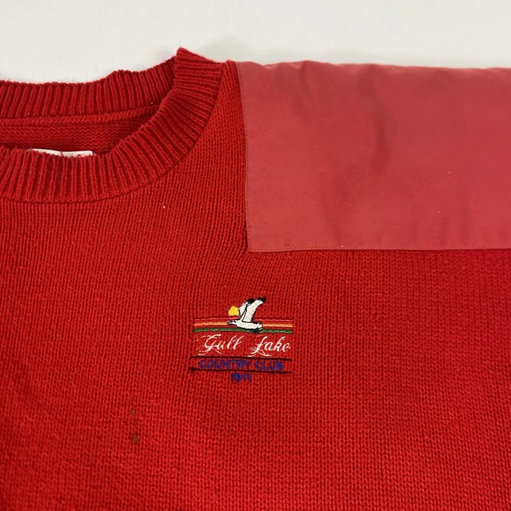 Vintage The RainSweater Sweater Mens Large Red Gull Lake Country Club Golf
